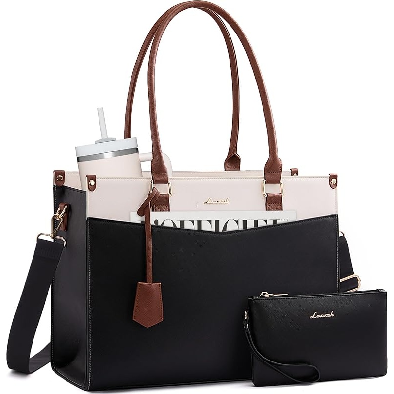 LOVEVOOK Laptop Bag for Women, 2-in-1 Tote Purse with Clutch & Cup Holder, Waterproof Briefcase for Work Travel - Image 4