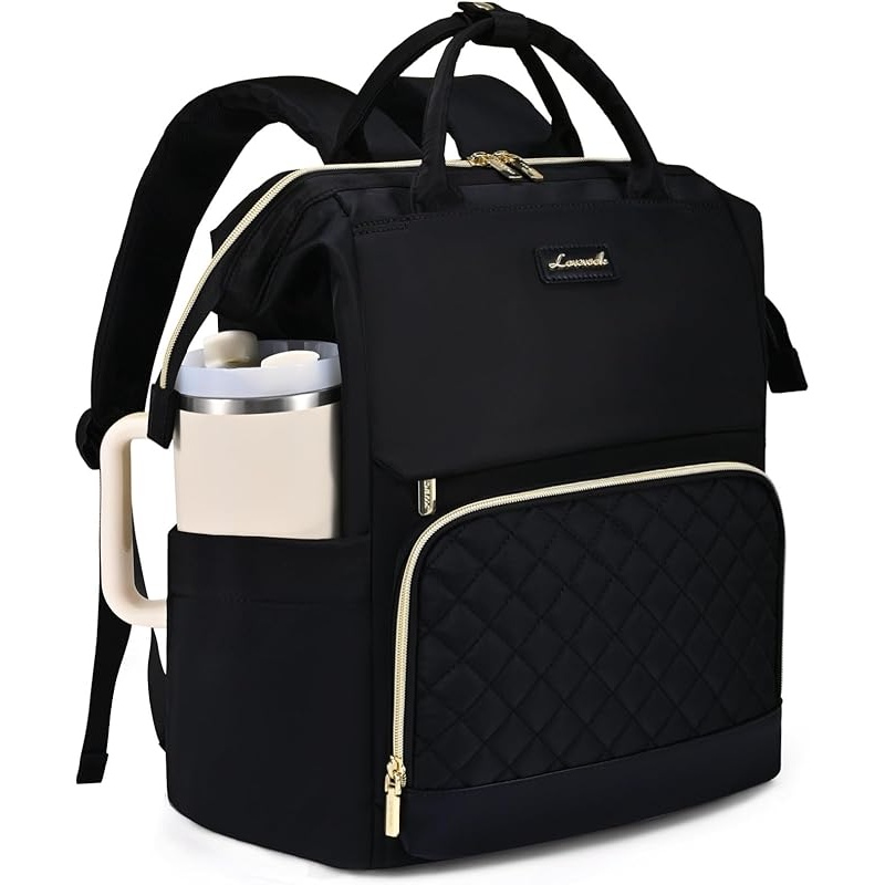 LOVEVOOK Laptop Backpack for Women with Giant Tumbler Holder Pocket, 15.6 inch Travel Work Backpack Purse for Nurse Teacher, Waterproof School Bag College Bookbag Cute Casual Daypack for Girls Khaki