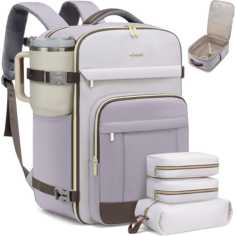 LOVEVOOK 40L Travel Backpack for Women & Men - 17.3 Inch Carry On Backpack & Personal Item Backpack for Airlines, Spacious and Durable Design, with 3 Packing Cubes