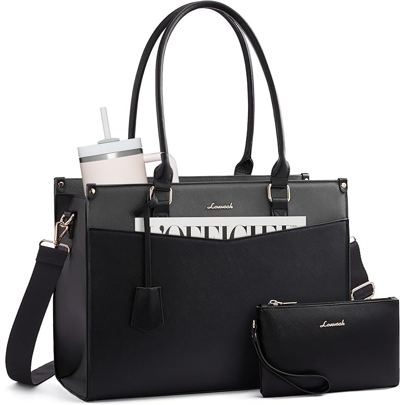 LOVEVOOK Laptop Bag for Women, 2-in-1 Tote Purse with Clutch & Cup Holder, Waterproof Briefcase for Work Travel - Image 5