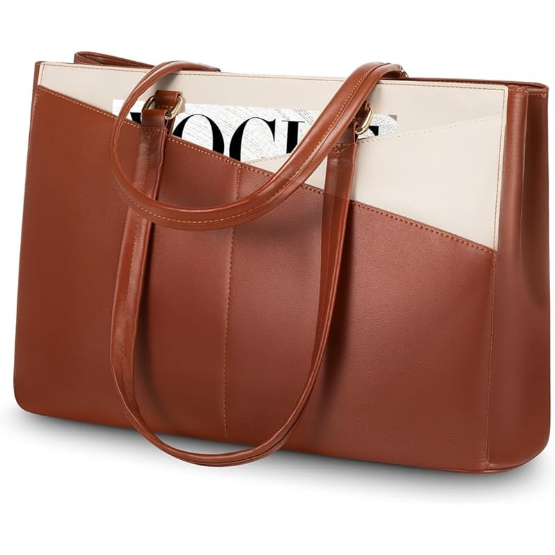 LOVEVOOK Laptop Tote Bag for Women 15.6 Inch Waterproof Leather Computer Bags Business Office Work Briefcase Black - Image 23