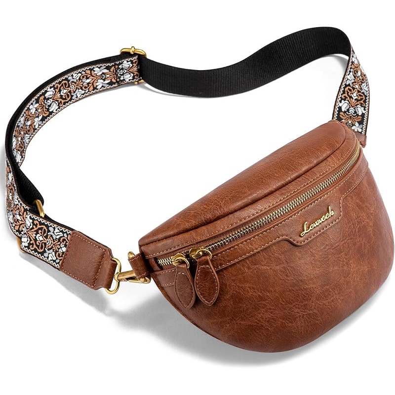 LOVEVOOK Fanny Packs for Women Cross Body, Vegan Leather Belt Bag for Women, Waterproof Sling Purse Fashion Waist Pack Designer Chest Bum Bag with Boho Style Strap - Image 5