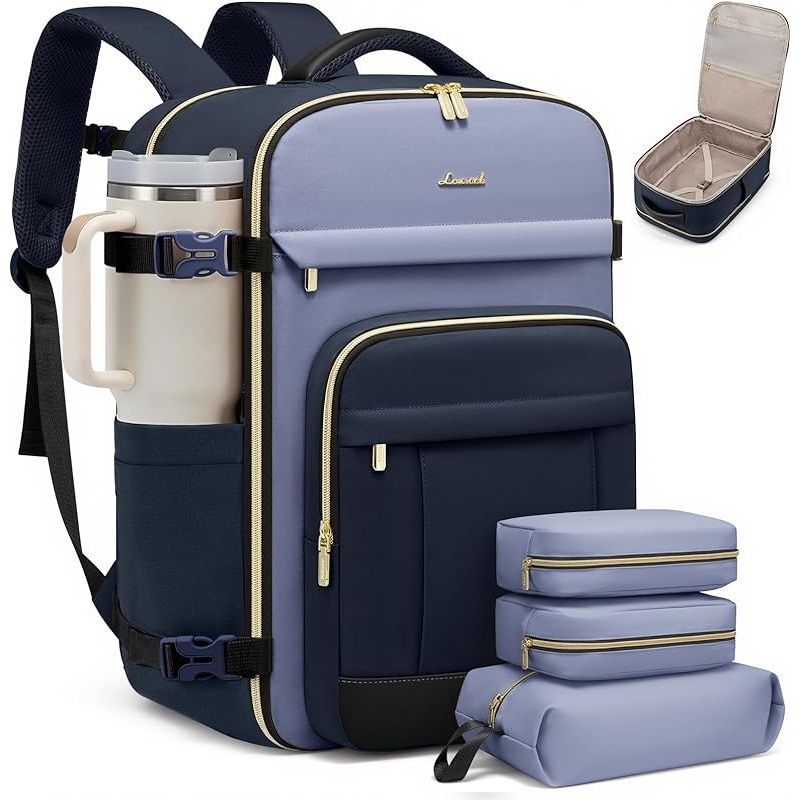 LOVEVOOK 40L Travel Backpack for Women & Men - 17.3 Inch Carry On Backpack & Personal Item Backpack for Airlines, Spacious and Durable Design, with 3 Packing Cubes - Image 9