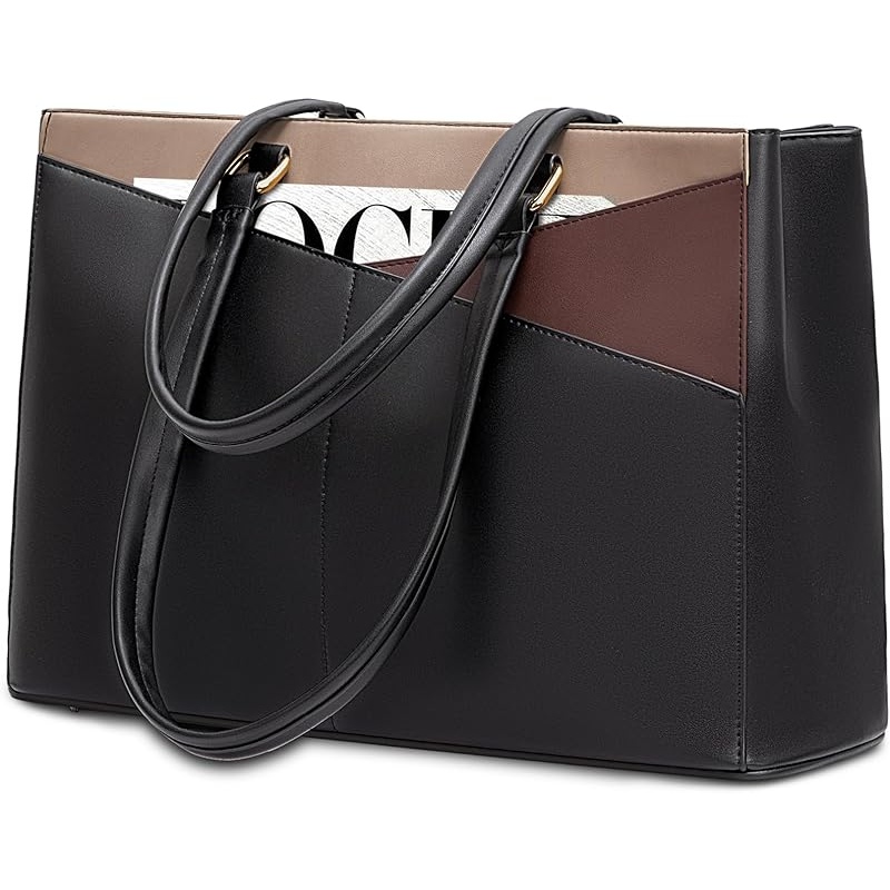 LOVEVOOK Laptop Tote Bag for Women 15.6 Inch Waterproof Leather Computer Bags Business Office Work Briefcase Black - Image 46