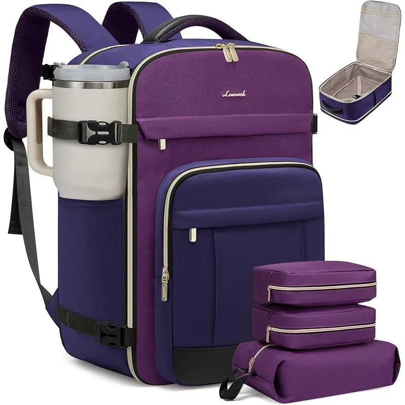 LOVEVOOK 40L Travel Backpack for Women & Men - 17.3 Inch Carry On Backpack & Personal Item Backpack for Airlines, Spacious and Durable Design, with 3 Packing Cubes - Image 11