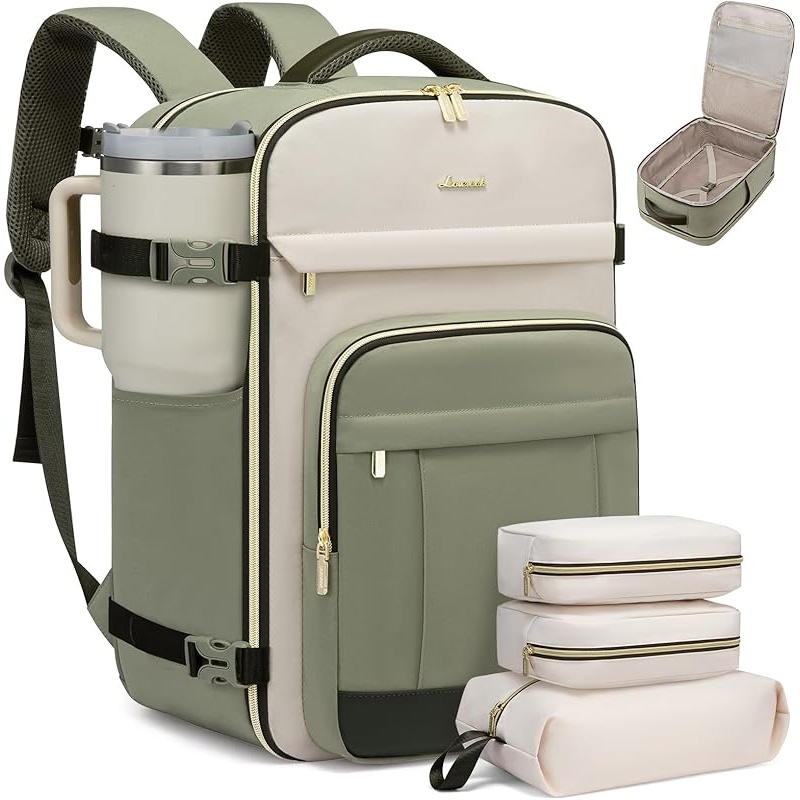 LOVEVOOK 40L Travel Backpack for Women & Men - 17.3 Inch Carry On Backpack & Personal Item Backpack for Airlines, Spacious and Durable Design, with 3 Packing Cubes - Image 3