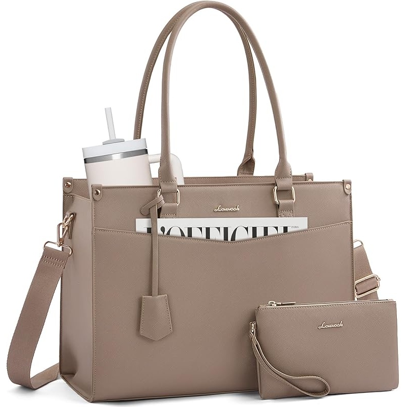 LOVEVOOK Laptop Bag for Women, 2-in-1 Tote Purse with Clutch & Cup Holder, Waterproof Briefcase for Work Travel - Image 6