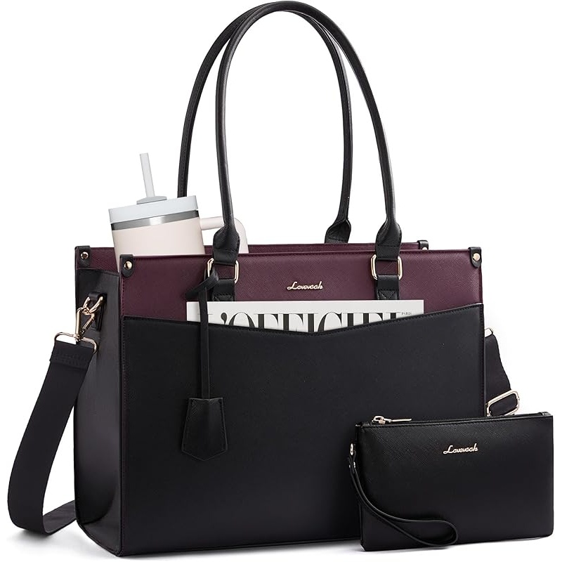 LOVEVOOK Laptop Bag for Women, 2-in-1 Tote Purse with Clutch & Cup Holder, Waterproof Briefcase for Work Travel - Image 7