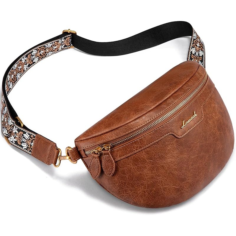 LOVEVOOK Fanny Packs for Women Cross Body, Vegan Leather Belt Bag for Women, Waterproof Sling Purse Fashion Waist Pack Designer Chest Bum Bag with Boho Style Strap - Image 4